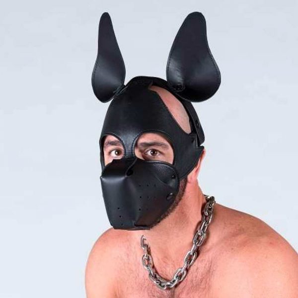 Puppy play - Leren puppy masker voorkant bek dicht
