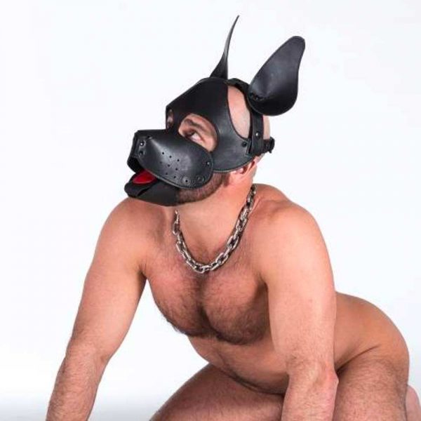 Puppy play - Leren puppy masker zijkant
